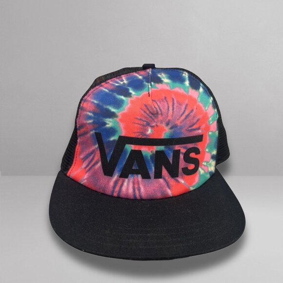 Vans Black Mesh Trucker Hat with Pink Tie Dye – Adjustable Snapback One Size - Picture 2 of 6